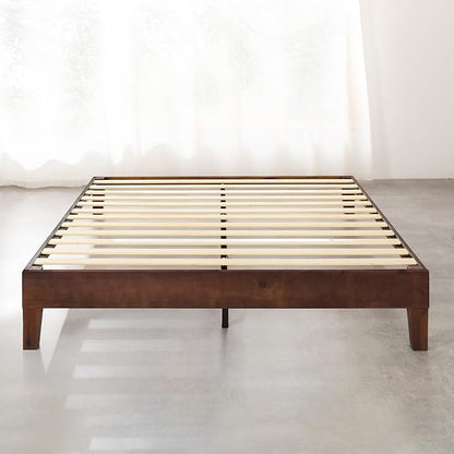 Mellow Naturalista Grand - 12 Inch Solid Wood Platform Bed with Wooden Slats - No Box Spring Needed - Queen (Espresso)