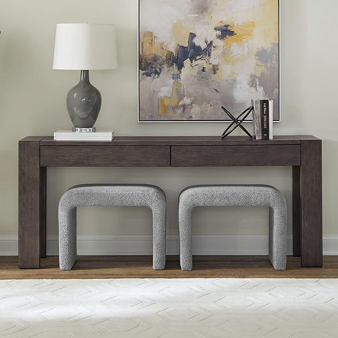 Liberty Furniture Cascade Falls 3 Piece Set - Accent Console Table, 2 Upholstered Stools - Satin Espresso