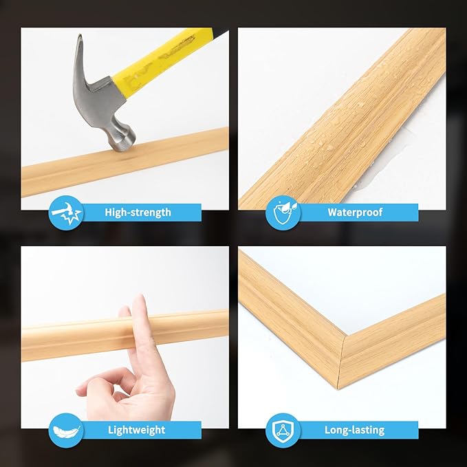 Art3d Pre-Cut Wall Molding Set of 6 pcs, Ready-to-Assemble Wainscoting Panels for Interior Wall Décor Living Room Bedroom Accent Wall - Installed with Glue, 3 Top 3 Bottom, Oak