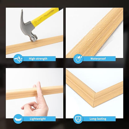 Art3d Pre-Cut Wall Molding Set of 6 pcs, Ready-to-Assemble Wainscoting Panels for Interior Wall Décor Living Room Bedroom Accent Wall - Installed with Glue, 3 Top 3 Bottom, Oak