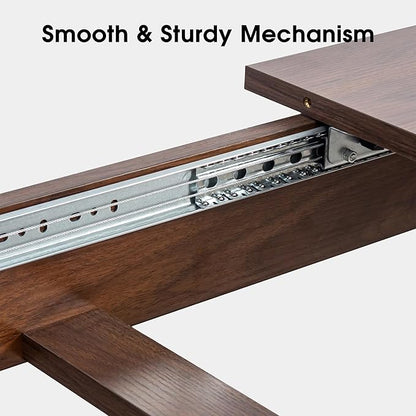 71''- 106'' Extendable Dining Room Table, Expandable Dining Table, Modern Large Table, for 6-10 Person, Walnut Brown
