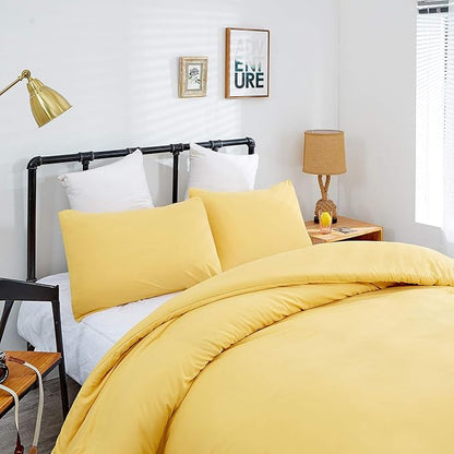 CLOTHKNOW Yellow King Size Comforter Set Dark Yellow Bedding Comforter Sets Soft Women Men Comforters with 2 x Pillow Cases