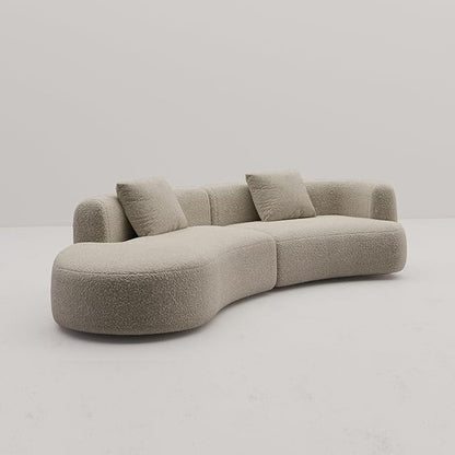 Acanva Modern Curved Sectional Living Room Couch, Minimalist Comfy Boucle Fabric Modular Sofa for Apartment, Home Office, 114" W Left Hand Facing, White