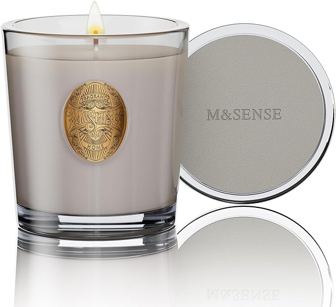 M&SENSE Natural Soy Candle | Coconut & Gray | 9.2 oz, 50H Burn Time | Luxury Scented Candle for Relaxation, Gifting, Home Décor | Ideal for Bedroom, Office, Party Ambiance