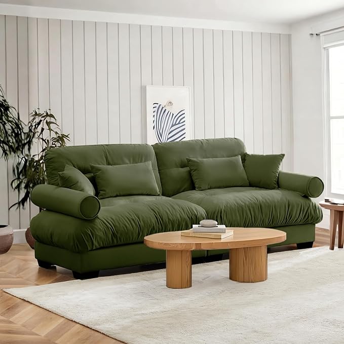 SoarFlash Modern Living Room Velvet Recliner Sofa Small Sofa, Loveseat Sofa for Apartment, Green