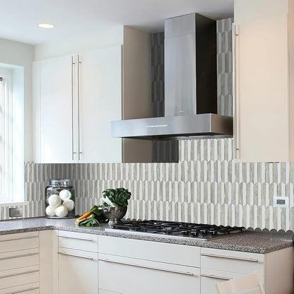 Vamos Tile Peel and Stick Backsplash Seamless Tile,1-Sheet Stick on Backsplash for Kitchen and Bathroom,White and Beige Slate PVC Mixed Metal Gold Self Adhesive Mosaic Tiles