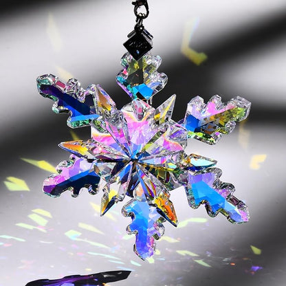 2025 Annual Edition Snowflake Crystal Christmas Ornaments,Christmas Tree Ornaments Crystal Sun Catcher Home Hanging Decor (2025 Dreamy Color)