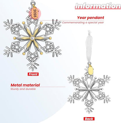Christmas Tree Ornaments – 2025 Snowflake Hanging Pendant of Car Charm Holiday Decorative Keepsake Gift Home Decor (1 Pieces-A (2025))