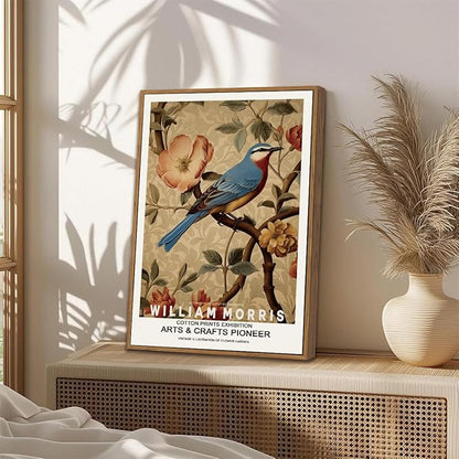 ILLBDR William Morris Framed Wall Art Vintage Bird Canvas Wall Art Set of 3 Colorful Floral Prints Botanical Artwork Classic Aesthetic Pictures Decor for Bedroom Living Room 16x24 Inch
