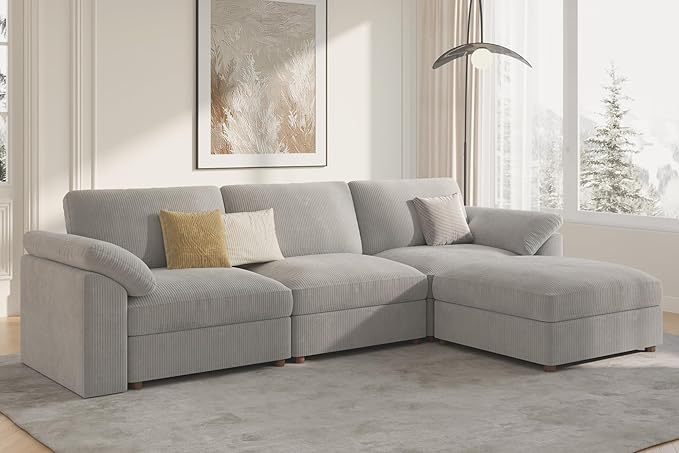 EASE MOOSE Oversized L Shape Sectional Modular Sectional Sofa,Extra Large Comfty Cloud Couch，Deep Seat Wide Modular Sofa for Living Room ，Removable Cover