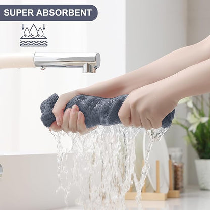 Homaxy 100% Cotton Kitchen Towels and Dishcloths Set, 12 x 12 Inches and 13 x 28 Inches, Set of 10 Bulk Kitchen Towels Set, Ultra Soft Absorbent Dish Cloths for Washing Dishes, Dark Grey