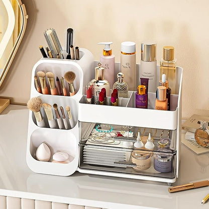 Makeup Organizer with Drawers for Vanity,Spacious Cosmetic Display Case,Perfect Storage Solution for Your Beauty Essential (White)