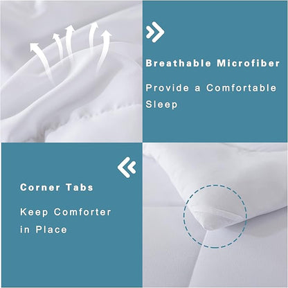 DOWNCOOL Twin Comforter Set -All Season Bedding Comforters Sets with 1 Pillow Case -2 Pieces Bed Set Down Alternative Comforter Set -White Twin Bedding Sets(64"x88")