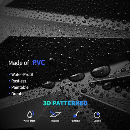 Art3dwallpanels 50 Pack 3D Wall Panel Diamond for Interior Wall Décor, PVC Flower Textured Wall Panels for Living Room Lobby Bedroom Hotel Office, Black, 12''x12''