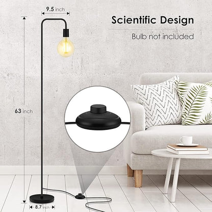 BoostArea Floor Lamp, Industrial Floor Lamp, 63 Inch Standing Lamp, E26 Socket, On/Off Footswitch, Whole Metal, ETL Listed, Modern Small Lamp for Bedroom, Living Room, Minimalist, Vintage, Mid Century