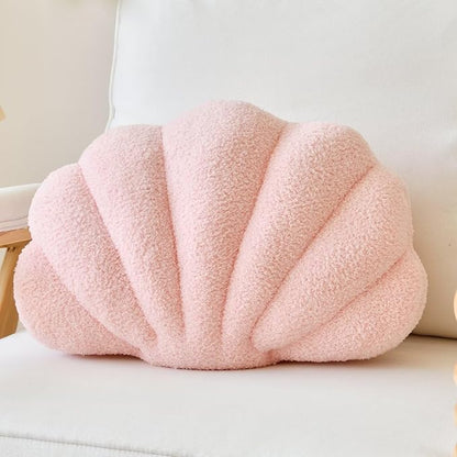 Pink Seashell Throw Pillows, Shell Shaped Throw Pillows, 13 Inch Soft Home Decorative Pillow Plush Cushion for Bed Couch Living Room Decor Accent Throw Pillow
