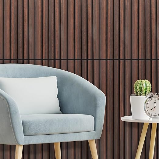 Art3d WPC Wainscoting Panels, 16-Pack 48 x 6 Inch 3D Wall Accents for Interior Wall Decor, Living Room, Bedroom, Walnut