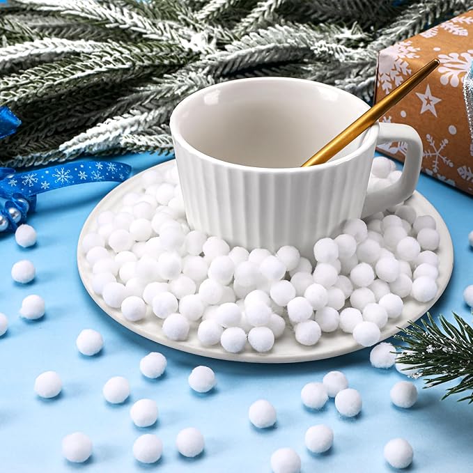 SEPGLITTER Christmas Pom Poms Balls, 1000 Pieces Light White Pompoms Pom Poms for Crafts Making DIY Holiday Christmas Decorations Supplies (0.4 inch/1 cm )