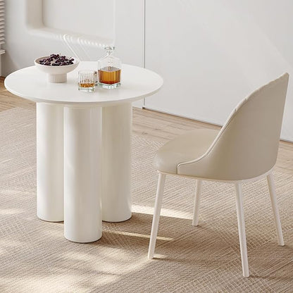 30" White Round Dining Table with Three Stable Legs,Space Saving Coffee Table for 1-4 People, Sturdy Kitchen Furniture, Leisure Side Couch Center Table