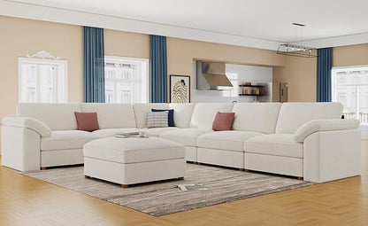 EASE MOOSE Oversized Sectional Modular Sofa,Modern Comfort L Shape Sectional Couch Wide Deep seat Couch for Living Room,White