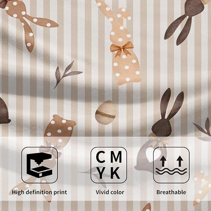 Brown Bunny Eggs Decorative Hand Towel 2PCS Easter Stripe Holiday Super Soft Fast Drying Washcloths