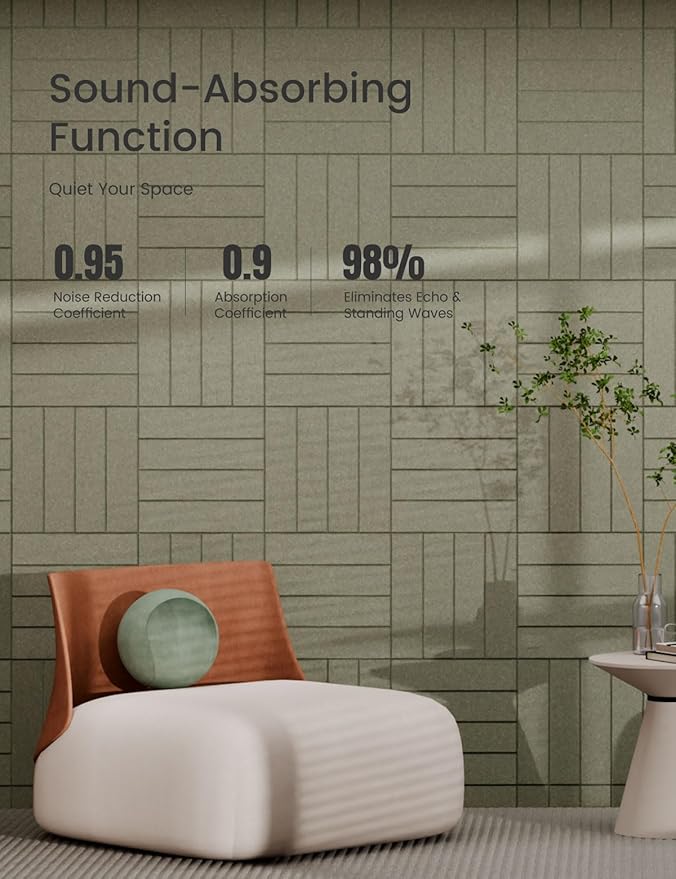 Bumusty Large Cork Board Alternative-47 x35 Felt Bulletin Board Tiles, with 30 Pushpins, 70 Adhesive Tabs, 12-Pack Slat Wall Paneling, Cork Boards for Office Push Pin Board Felt Board-Sage