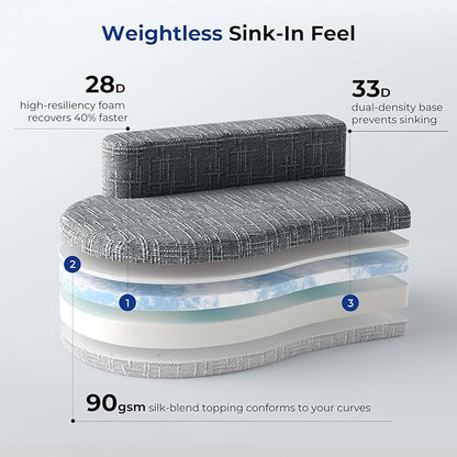 98" Curved Couch with Half Moon Design, Sofa Bed with 2 Throw Pillows & 4 Seaters for Living Room, Office & Apartment,No Assembly Needed(Dark Grey)