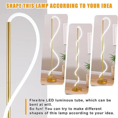 Modern LED Gold Floor Lamp, 3-Level Dimmable Flexible DIY Modeling Tall Standing Lamp, 35W/2700lm Ultra Bright White Light Corner Floor lamp For Bedroom, Living Room, Office