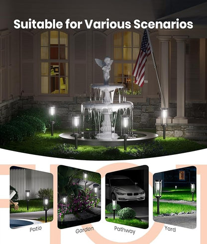Solar Pathway Lights Outdoor,6 Pack Solar Lights Outdoor, IP65 Waterproof Auto On/Off Solar Garden Lights Solar Powered Landscape Lighting for Yard Walkway Driveway Pathway