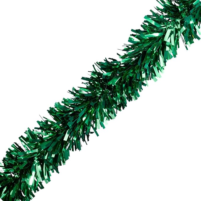 TCDesignerProducts Green Metallic Twist Garland - 4" x 25' roll, Parade Float Decorations for Trailer Or Golf Cart, Metallic Tinsel Garland, Christmas Garland Décor for Home and Party