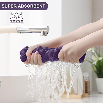 Homaxy 100% Cotton Kitchen Towels and Dishcloths Set, 12 x 12 Inches and 13 x 28 Inches, Set of 12 Bulk Kitchen Towels Set, Ultra Soft Absorbent Dish Cloths for Washing Dishes, Eggplant