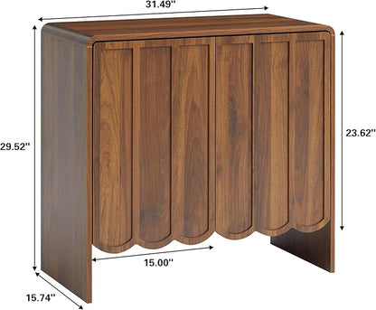 ORRD Sideboard Buffet Cabinet, Accent Storage Cabinets with 2 Doors, Farmhouse Wood Cabinet with Adjustable Shelves and Wave Panel for Living Room, Dining Room, Entry - Walnut