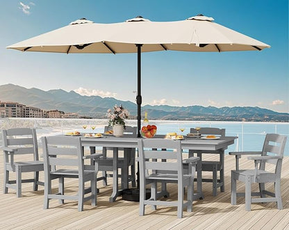 YITAHOME HDPE Patio Dining Table for 6, 71" Outdoor Dining Table w/Max Bearing 165 LBS, All Weather Rectangular Patio Table w/1.57" Umbrella Hole for Backyard Garden Lawn, Gray