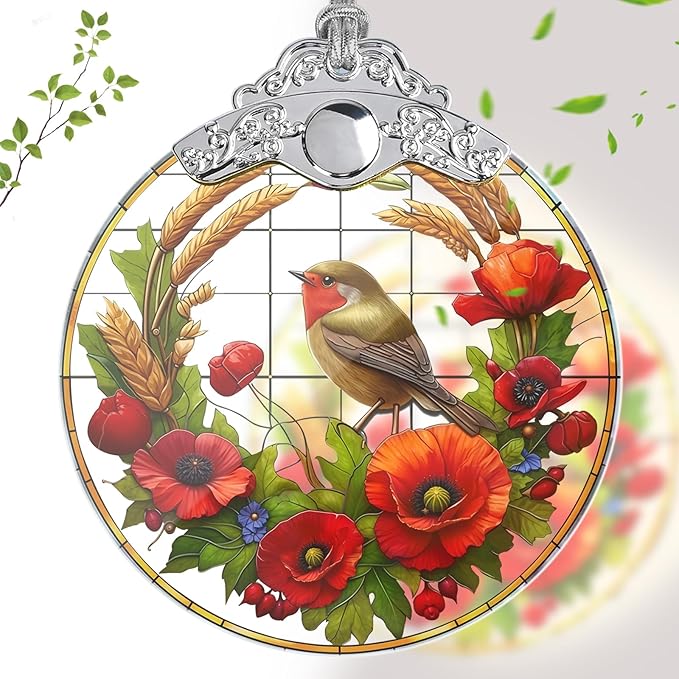 Stained Glass Birds Christmas Ornaments, Birds Christmas Tree Decoration, Hanging Xmas Tree Decor, Gift Idea