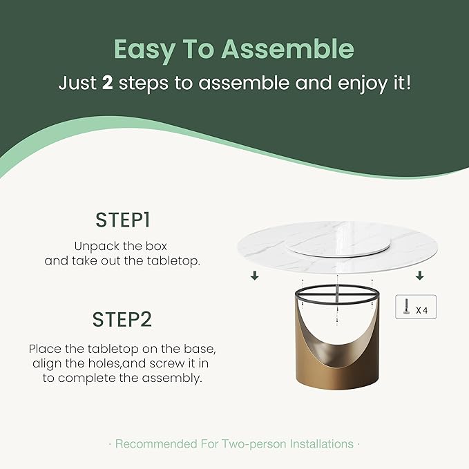 POVISON 59" Round Dining Table for 6 with Lazy Susan, Glossy White Sintered Stone Dining Tabletop with 31" Lazy Susan, Bronze Carbon Steel Pedestal, Modern Dining Table for Living Room (Table Only)