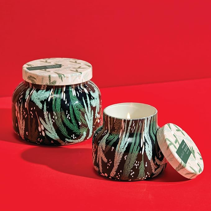 Capri Blue Pattern Play Signature Holiday Candle - Luxury Holiday Scented Candle for Home- Long Lasting Soy Wax Blend - Comes in Decorative Glass Jar (Crystal Pine, 8 oz)