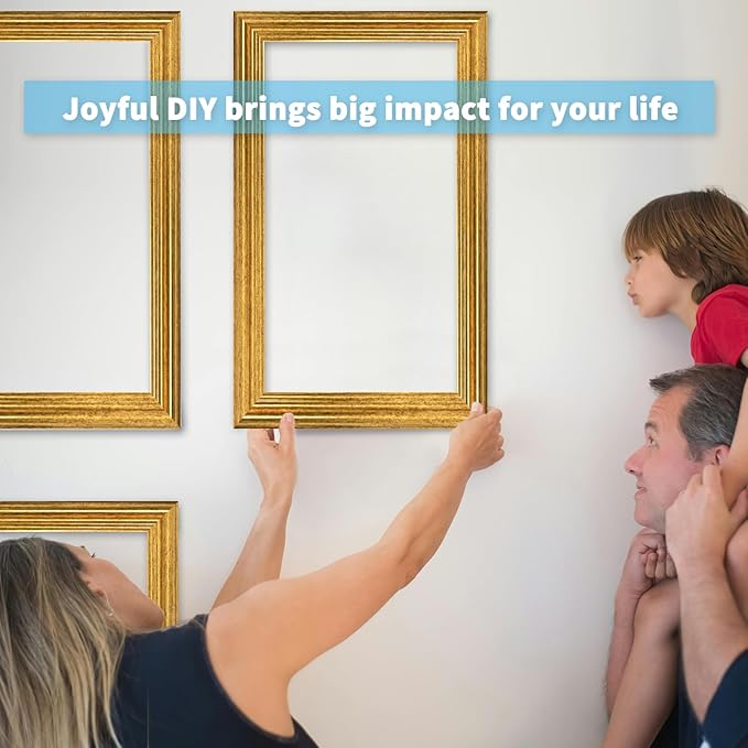 Art3d Pre-Cut Wall Molding Set of 6 pcs, Ready-to-Assemble Wainscoting Panels for Interior Wall Décor Living Room Bedroom Accent Wall - Installed with Glue, 3 Top 3 Bottom, Antique Gold