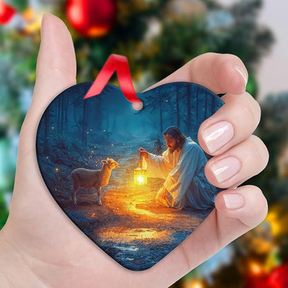 Baptism Gifts for Boys or Girl,Christmas Ornaments for Christmas Tree Decorations Jesus and Lamb Birthday Gift for Women Christian Gifts for Women C-319