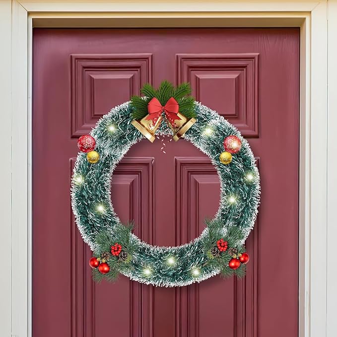 Lush Christmas Tinsel Garland, Dark Green & White Radiant Metallic Twist Streamers for Holiday Decor, Plush & Full Xmas Tree Garland for an Elegant Festive Atmosphere, Indoor & Outdoor Party Supplies