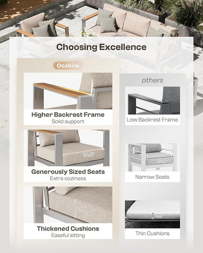 Aluminum Outdoor Patio Furniture chair, All-Weather Outdoor Patio Chair with Washable Thick Cushion, Patio Outdoor Chair Set of 2 for Porch, Balcony, Deck, Yard, Silver