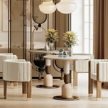 Velvet Fluted Accent Chair for Living Room with Wood Frame, High Resilience Foam, Elegant Modern Armchair (Beige)