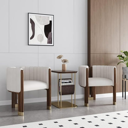 Velvet Fluted Accent Chair for Living Room with Wood Frame, High Resilience Foam, Elegant Modern Armchair (White)