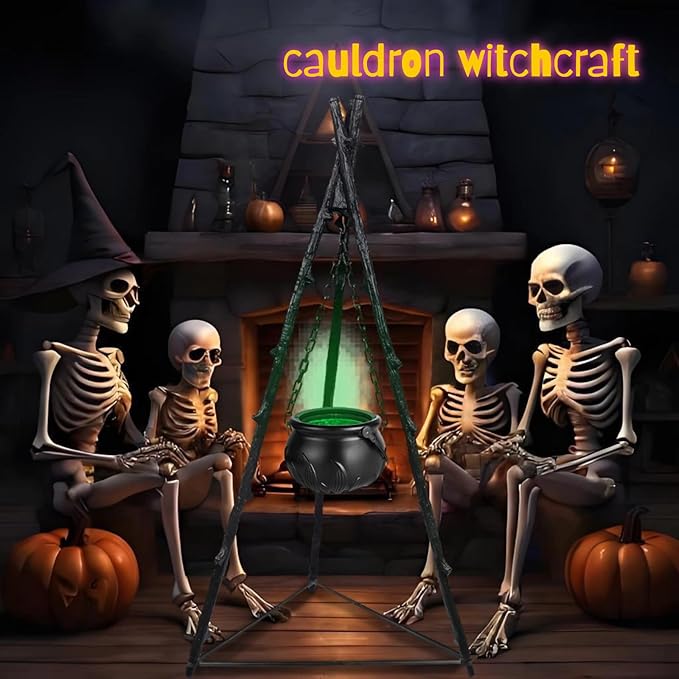 2025 Halloween Cauldron Vessel, 8" Candy Vessel with Handle, Punch Vessel for Parties,Candy Server for Zcaukya St Patricks Day Coin Pot,Halloween, Easter Egg Hunt, Carnival, Parade (Black Small)