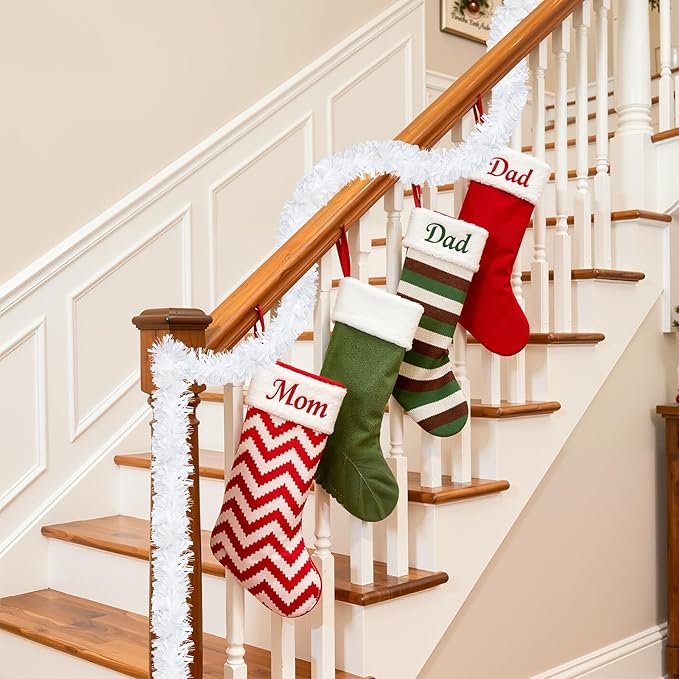 50FT White Christmas Tinsel Garland, Metallic Tinsel Glitter Twist Garlands Hanging Streamers, Xmas Tree Garland Decorations