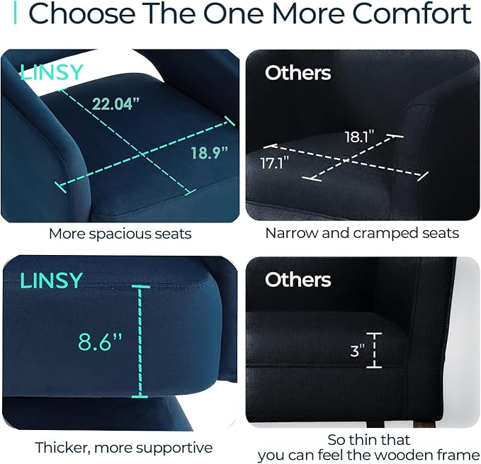 LINSY Swivel Barrel Chair, 360 Modern Swivel Accent Chair Boucle Swivel Chair Round Blue Velvet Chairs with Arms, Small Barrel Chair for Small Spaces Bedroom Living Room