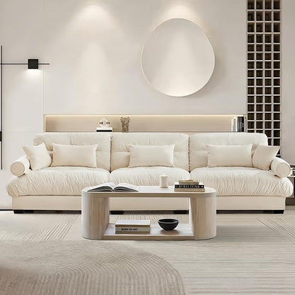 SoarFlash 130” Sectional Sofa 3 Seat Couch, L Shaped Modern Sofa with Solid Wood Legs, Couches Sofas for Living Room Apartment, Comfortable Small Couches for Small Spaces, Beige