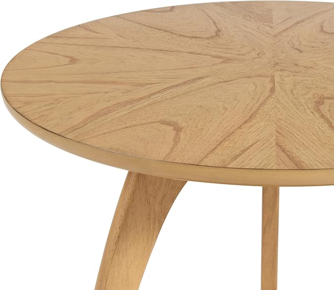 Martin Svensson Home LAX Retro Mid-Century Modern Round Wood End Table, Solid Grain Side Table with Lower Shelf, Small Accent Table for Living Room or Nightstand. Light Wood Blonde.