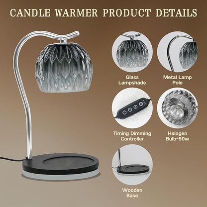 GEEZO Fragrance Candle Warmer Lamp，Electric Candle Warmer with Timer & Dimmer，Mom Christmas Birthday Gifts for Women, House Warming Gifts New Home Bedroom Decor