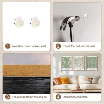 ILLBDR Framed Wall Art William Morris Botanical Floral Canvas Wall Art Set of 3, Farmhouse Rustic William Morris Print Abstract Decor for Living Room Office Bedroom, 12x16 Inch