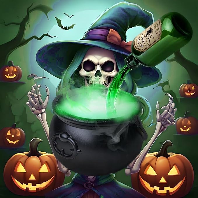 2025 Halloween Decorations Indoor & Outdoor - Halloween Cauldron Vessel, Floating Potion Bottles, Kitchen Decor of Candy Vessel with Magic Floating Bottle (Magic)